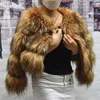 Kvinnors päls faux kappa jacka vinter mode varm tjock räv raccoon läder brun plus storlek särskilt falsk kall 231106