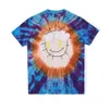 22ss Ins Smile Face Stormi World 2 Party Blue Tie Dye Tee Скейтборд Мужская дизайнерская футболка Женская уличная повседневная футболка286n