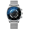 Wristwatches Mens Watches Top Cool Unique Digital Literal Multi Layer Dial Men Mesh Belt Watch Hombre Relogio Sport