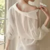 Silk Pamas Damen Baumwolle Sommer Sexy Shirts Mittellange Nachthemden Locker und süß Koreanischer Stil Kawaii Home Kleidung