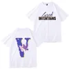 Vêtements en coton T-shirt de créateur pour hommes Grand V Homme Femme Manches courtes Style Hip Hop T-shirt noir et blanc T-shirt Vlone S-3XL