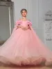 Abiti da ragazza Fiore di tulle bianco per matrimoni Elegante principessa Compleanno per bambini Festa serale Prima comunione Spettacolo Ballo di fine anno