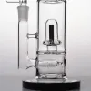 Bong in vetro nero tubi dell'acqua fumatori riciclatore piattaforme petrolifere ciotola bicchiere quarzo bange gorgogliatore raccoglicenere triplo nido d'ape perc 14 mm di altezza 27 cm