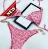 Vente chaude Designer Bikinis Femme Bikini Deux Pièces Avec Lettre Maillots De Bain Cristal D'été Maillots De Bain Plage De Luxe Maillots De Bain Trois Points Swimsuite