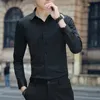 Mens Slim Fit No Iron Long Sleeve Shirt Solid Professional Business Dress Work Shirts For Men Button-down Blouse Clothing