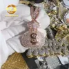 Дропшиппинг ювелирные изделия на заказ Iced Out Vvs Муассанит кулон в виде денежного мешка пройти алмазный тестер подвеска в стиле хип-хоп