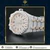 프리미엄 품질의 골동품 완전 아이스 아웃 시계 VVS Clarity Moissanite Studded Diamond Watch Menmoissanite 기계식 시계를위한 고급 스테인리스 스틸 시계 925