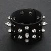 Charm Bracelets Wide Cuff PU Leather Punk Gothic Rock Unisex Bracelet Three Row Cuspidal Spikes Rivet Stud Men Jewelry Gift