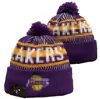 Gorros de luxo Lakers Beanie Los Angeles LAL designer de inverno homens mulheres design de moda chapéus de malha outono boné de lã carta jacquard unissex crânio quente esporte chapéu de malha A25