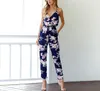 Women's Jumpsuits & Rompers Floral Print Summer Women Jumpsuit Romper Sexy V Neck Backless Beach Bodycon Strap Elegant Femme Overalls Long P