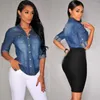 Women's Blouses Retro Women Casual Blue Jean Soft Denim Long Sleeve Shirt Tops Blouse Jacket