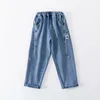 Джинсы мальчики повседневные брюки осенние джинсы детские свободные брюки нижняя одежда 230406