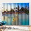 Luxury Blackout 3D Window Curtain For Living Room blue lake curtains Bedding room Drapes Cotinas para sala