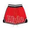 デザイナーショーツRhude Summer Fashion Beach Pants Men High Quality Street Wear Red Blue Black Purple Mens Short US Size S-2XL PWUN YVKH