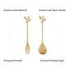 Forks Big Deal 50Spoon 50Forks Stainless Steel Leaf Coffee Cake Spoon Fork Dessert Spoons Stirring Teaspoon Set Golden