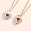 Chokers Love Heart Projection Necklace 100 Languages I Love You Pendant With Rose Gift Box For Girlfriend Fashion Luxury Jewelry 230404