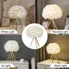 Table Lamps LED Feather Bedside Lamp Bedroom Desktop Nightstand Decoration El Living Room USB Three-Color Night Light