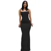 Plus Größe 3XL Damen Casual Maxi Kleider Sexy Hosenträger Einfarbig Figurbetontes Kleid Schlank Sling Home Weiblicher Langer Rock