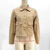 Women's Jackets Khaki Women Autumn Cropped Tooling Shirt Style Casual Tops Chic Fashion Loose Ladies Short Jacket