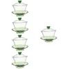 Mokken 5 Sets van Chinese stijl Tea Cup Glass Tureen theekopje met schotelschotel