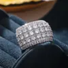 Micro Pave Lab Diamond Ring 925 Стерлинговое серебряное обручальное обручальное обручальное кольца для женщин свадебного дня рождения подарки на день рождения