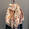 Scarves Flower Scarf Women Girl Winter Warm Fashion Shawl Stole Faux Cashmere Kerchief Bandana 185 65cm