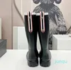 Designer Luxury rain boots lady coco booties boot flat rubber shoes Square Toe Women's Rain Boots Thick