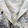 Lettera di abbigliamento in stile vintage estivo giuntato con inchiostro fiore stampicata manica vestito tra manicotto avvolto vestito lungo