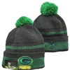 Men Knitted Cuffed Pom GREEN Beanies BAY GB Bobble Hats Sport Knit Hat Striped Sideline Wool Warm BasEball Beanies Cap For Women A15