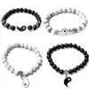 Link pulseiras infinito yin e yang casal natural branco turquesa lava pedra fosca pingente chinês feng shui jóias presente