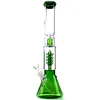 Bong a spirale verde da 16 pollici con bicchiere di Perc con paraspruzzi, pizzicatore di ghiaccio, gambo inferiore e braciere - Pipa per l'acqua in vetro di alta qualità