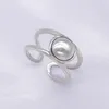 Bagues de cluster Vintage Silver Couleur Double Laye Ouverture Bague pour Cocktail Party Hommes Femmes Mariage Engagement Bijoux Cadeau