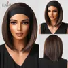 Syntetyczne peruki Easihair Brown Brown Krótkie proste syntetyczne peruki dla czarnych kobiet naturalne włosy bob codziennie odporne na cosplay 230227