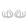 Stud Earrings NurmWung Fashion Ear Studs Five Paws Setting Cubic Zircon Women's For Women Claw Hook Clip Party Jewelry