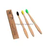 Disposable Toothbrushes Disposable Toothbrush El Natural Bamboo Handle Rainbow Soft Bristles 10 Colors Cleaning Supplies Cepillo De Di Dhamp