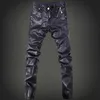 Pantalon en cuir noir pour hommes, automne et hiver, spectacle de mode Locomotive Jeans236H