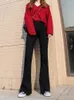 Kadınlar kot pantolon siyah yüksek bel parlaması erkek arkadaşı bell dip denim sıska kadın kadın geniş bacak vintage femme