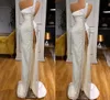 Elegant Wedding Dress Mermaid Women One Shoulder Hand Bead Pearls Split Front Satin 2024 Bridal Formal Gowns Robe De Mariage