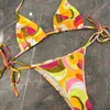 Sexy Thong Bikini Set Fashion Print Swimwear Dames Tweede stuk set zwempak Beach Three Point Bikini's