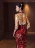 Etnische Kleding Bruid Phoenix Borduren Cheongsam Elegante Traditionele Chinese Toast Vrouwen Sexy Hoge Split Trouwjurk Tang Pak