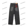 xinxinbuy Uomo donna designer pantalone Tasca lettera jacquard ricamo 1854 Jeans Denim Primavera estate Pantaloni casual nero M-3XL