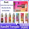 Orijinal Randm Tornado 10000 Puf Puf Tek Kullanımlık E Sigara 0.8Ohm Mesh Bobin 20ml 1100 MAH Pil Şarj Edilebilir Elektronik CIGS Puff 10K Hava Akışı Kontrol Vapes