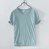 Camisetas masculinas Camiseta de algodão puro de verão para homens O-pescoço o-gola O sólido cor casual camiseta fina camisetas básicas de tamanho masculino de manga curta