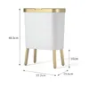 Waste Bins Luxury gold trash can be used for large capacity trash cans in kitchens and bathrooms. High foot push type plastic trash can composting bin 230406