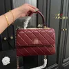 5A designer shoulder bag classic plaid flap CF caviar hand gold silver chain leather double letter solid color buckle square stripe lady messenger