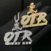 Mini Person One The Run OTR Letter Charm Pendant Necklace with Rope Chain Hip Hop Women Men Full Paved 5A Cubic Zirconia Boss Men Gift Jewelry