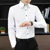 Мужские повседневные рубашки Мужские классические рубашки Весна и осень Высококачественная рубашка с длинным рукавом Мужская корейская приталенная деловая рубашка с белым воротником большого размера Q231106
