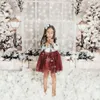 Girls Dresses Girlymax Christmas Winter Baby Milk Silk Santa Wine Tree Tutu Skirt Twirl Dress Knee Length Kids Clothing 230406