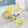 Schlüsselanhänger Sommer Flüssigkeit Schwimmender Panda Schlüsselbund Lederband Milch Teetasse Flasche Schlüsselanhänger Frauen Männer Auto Tasche Acryl Kette Schmuck Geschenk