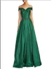 Elegante fora do ombro cetim verde esmeralda vestido de noite a linha até o chão vestidos casuais femininos 2023 vestido de baile sem costas